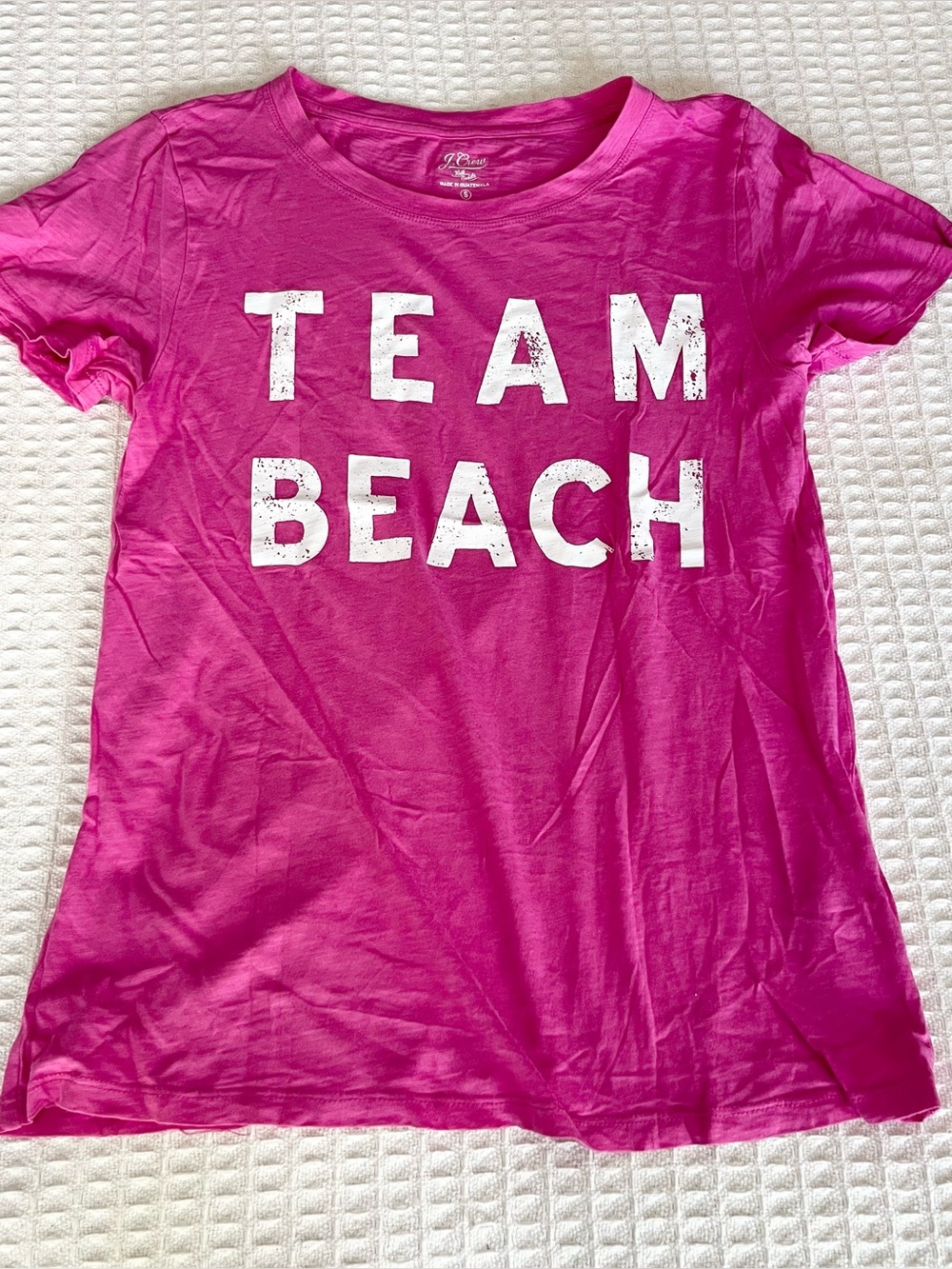 J. Crew hot pink team beach short sleeve tee size small